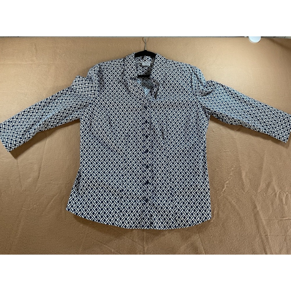 COMO Stretch Woman's 3/4 Sleeve Button Down Shirt Size XL